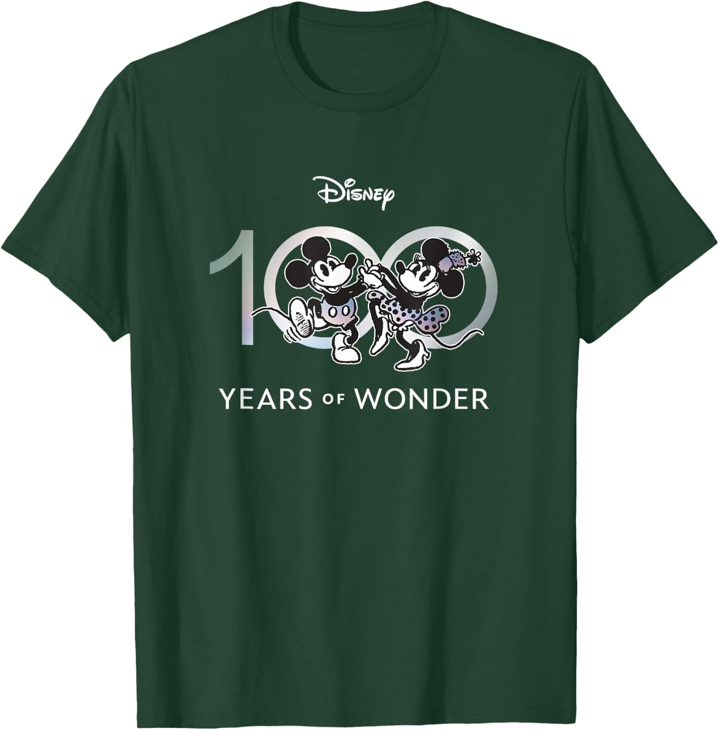 Disney 100 Years of Wonder Mickey & Minnie Dancing Retro Short Sleeve , Black, Small T-Shirt - T-Shirt | Forest