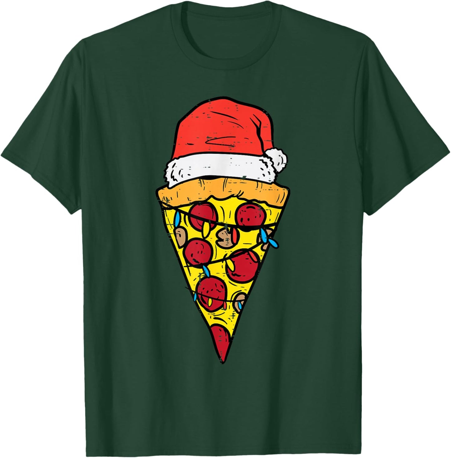 Christmas Pizza Slice Santa Funny Xmas Food Men Women Kids T-Shirt - T-Shirt | Forest
