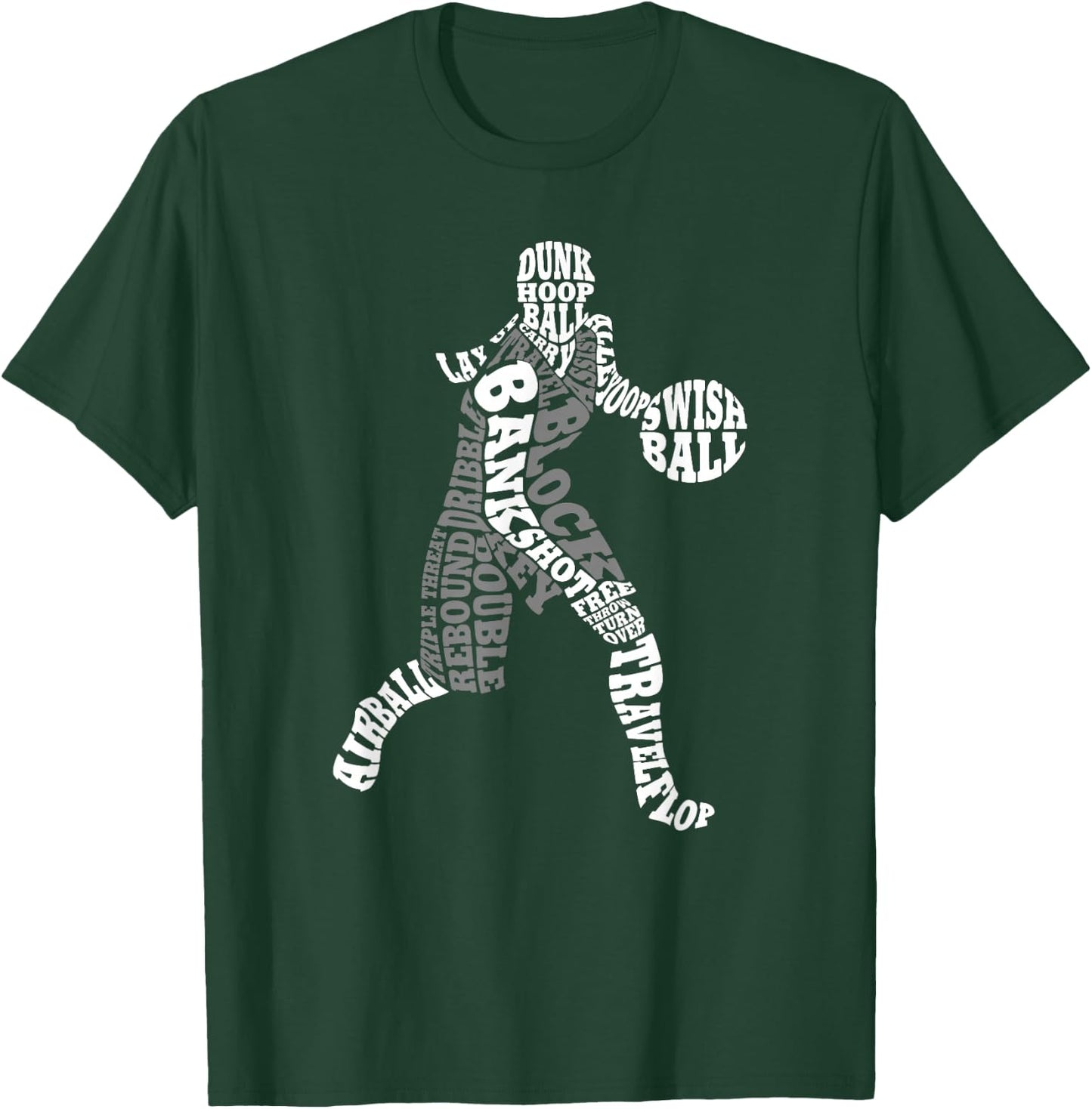 Female Basketball Player Typography Word Art T-Shirt - T-Shirt | Forest