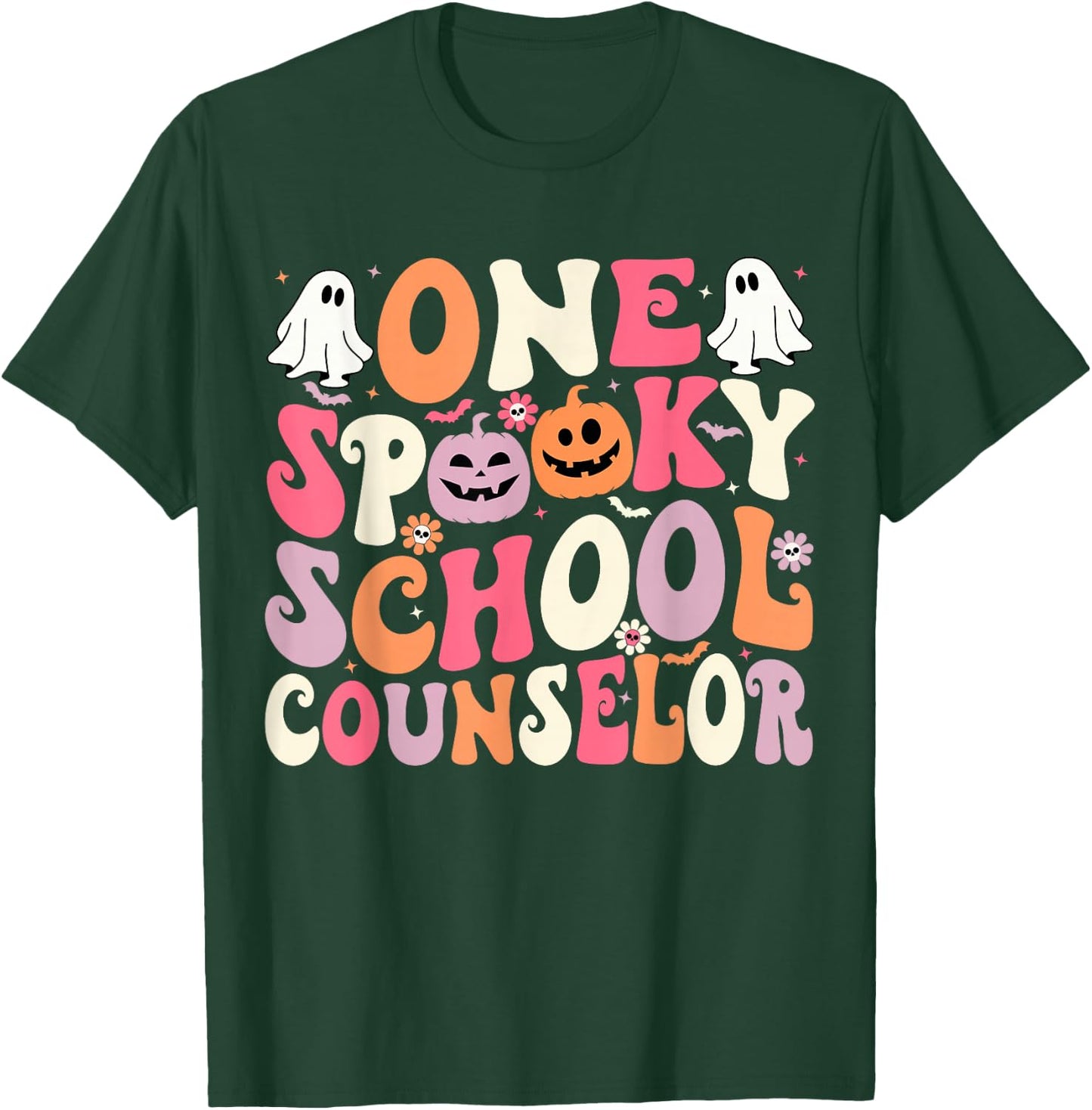 One Spooky School Counselor Halloween Teacher Counseling T-Shirt - T-Shirt | Forest