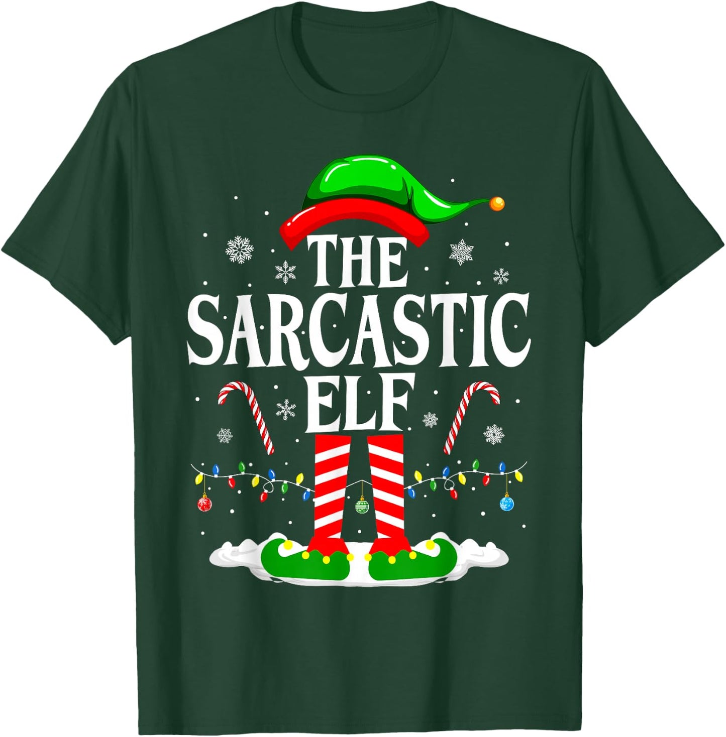 The Sarcastic Elf Xmas Funny Matching Family Group Christmas T-Shirt - T-Shirt | Forest