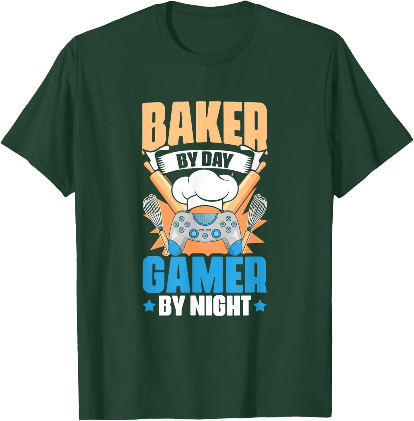 Baker Gamer Video Gaming | Bakery Pastry Baking Bread Baker T-Shirt - T-Shirt | Forest