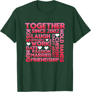 Together Since 2002 Relationship Partner Marriage Couple Gift T-Shirt - T-Shirt | Forest