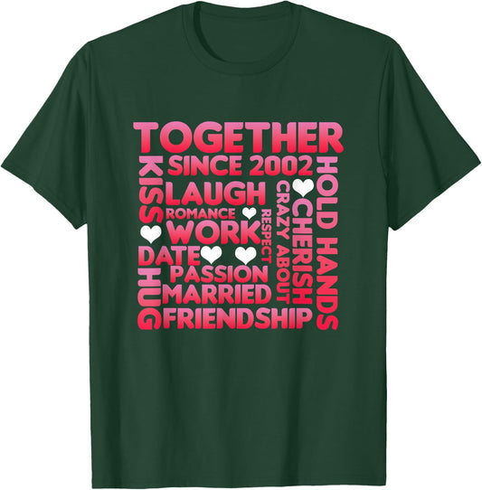 Together Since 2002 Relationship Partner Marriage Couple Gift T-Shirt - T-Shirt | Forest