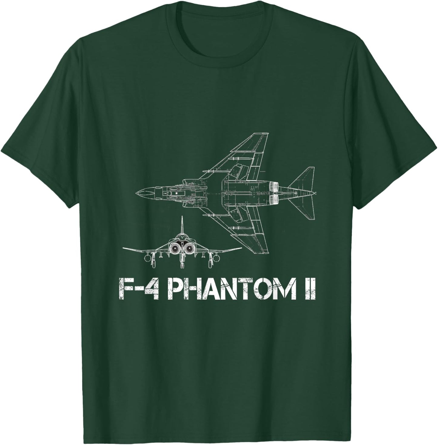 McDonnell Douglas F-4 Phantom II Blueprint Aircraft T-Shirt - T-Shirt | Forest