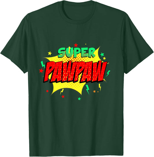 Super Pawpaw Comic Themed Style Superhero Fathers Day T-Shirt - T-Shirt | Forest
