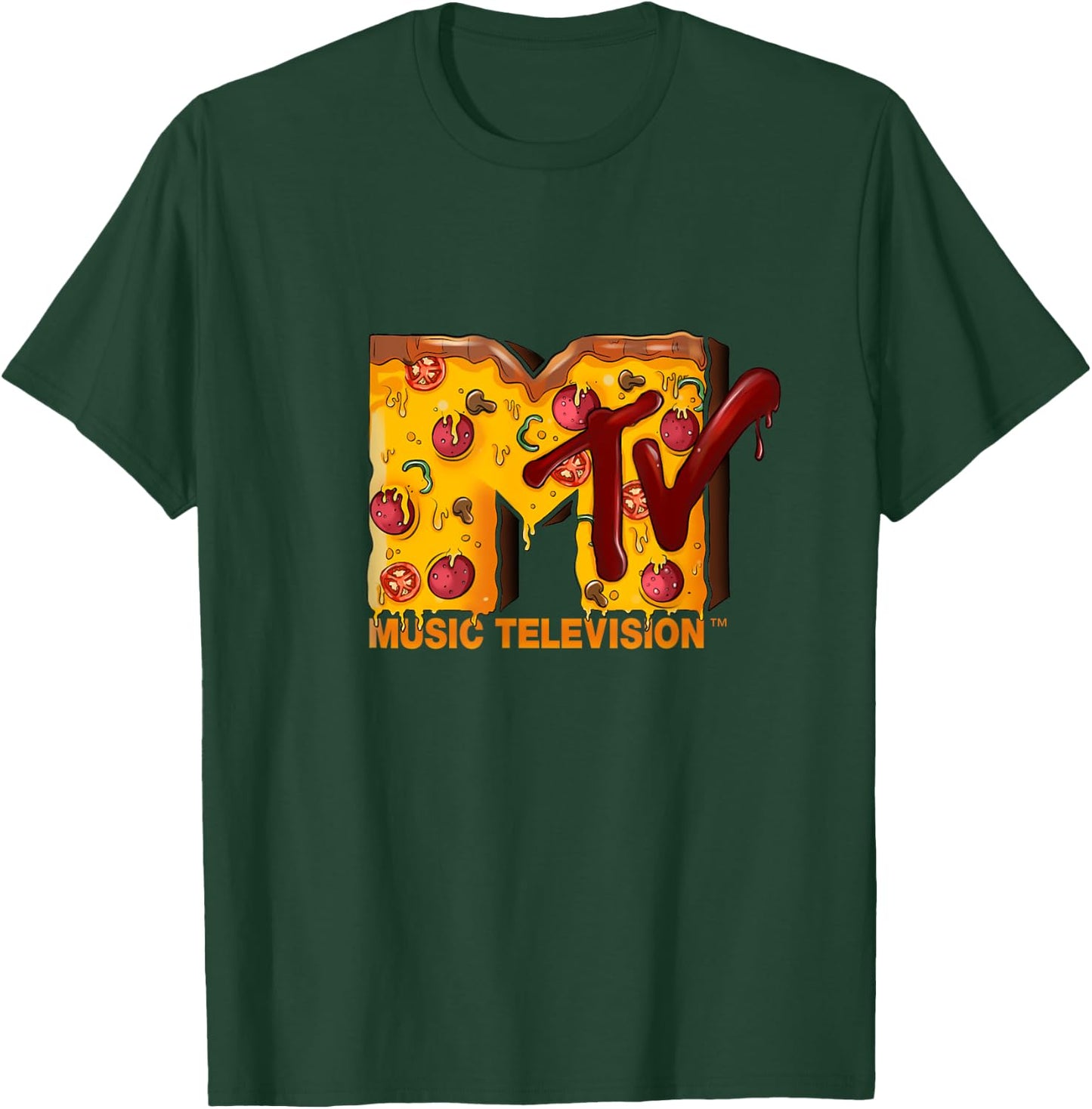 Mademark x MTV - The original MTV Logo with a Pizza for Pizzalover T-Shirt - T-Shirt | Forest
