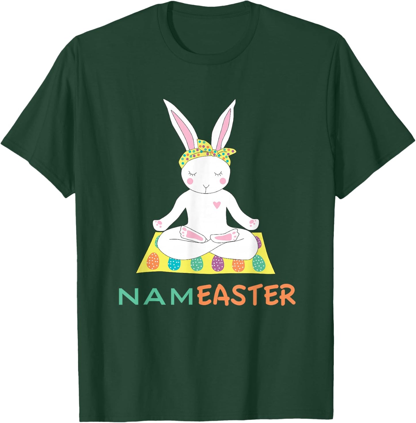 Funny Easter Bunny Doing Yoga Namaste T-Shirt - T-Shirt | Forest