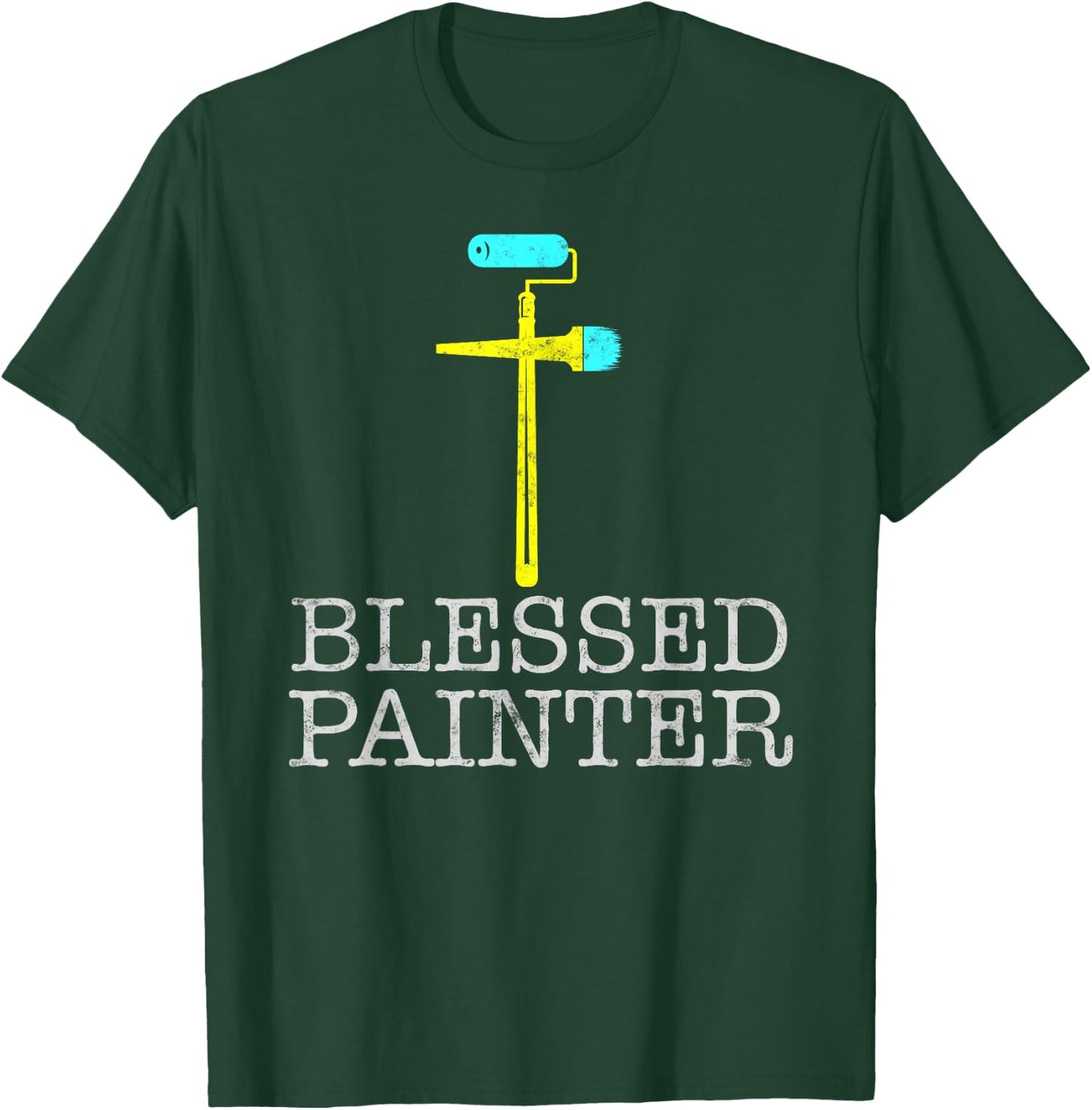 Blessed House Painter and Decorator Christian Painting Dad T-Shirt - T-Shirt | Forest