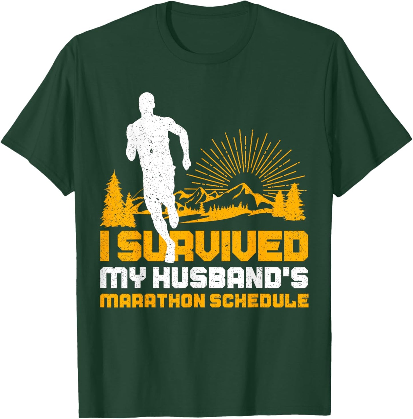 Wife Of Marathon Runner Funny Running Run Athlete Gag Outfit T-Shirt - T-Shirt | Forest
