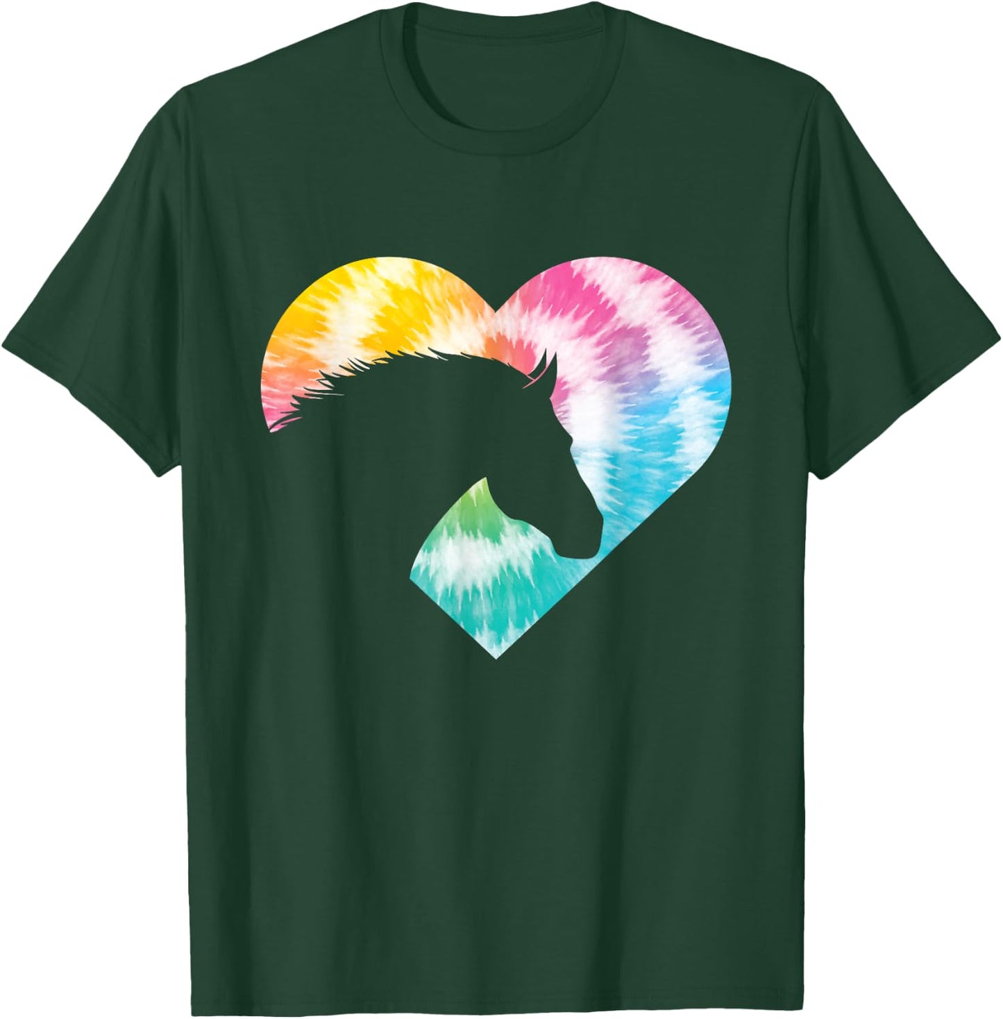Tie Dye Horse Heart Shaped - Animal Lover Horseback Rider T-Shirt - T-Shirt | Forest