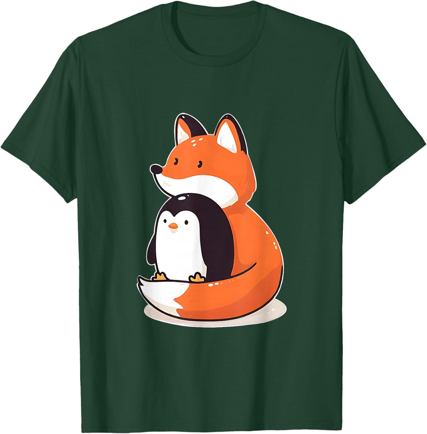 Cute Fox and Penguin Design T-Shirt - T-Shirt | Forest