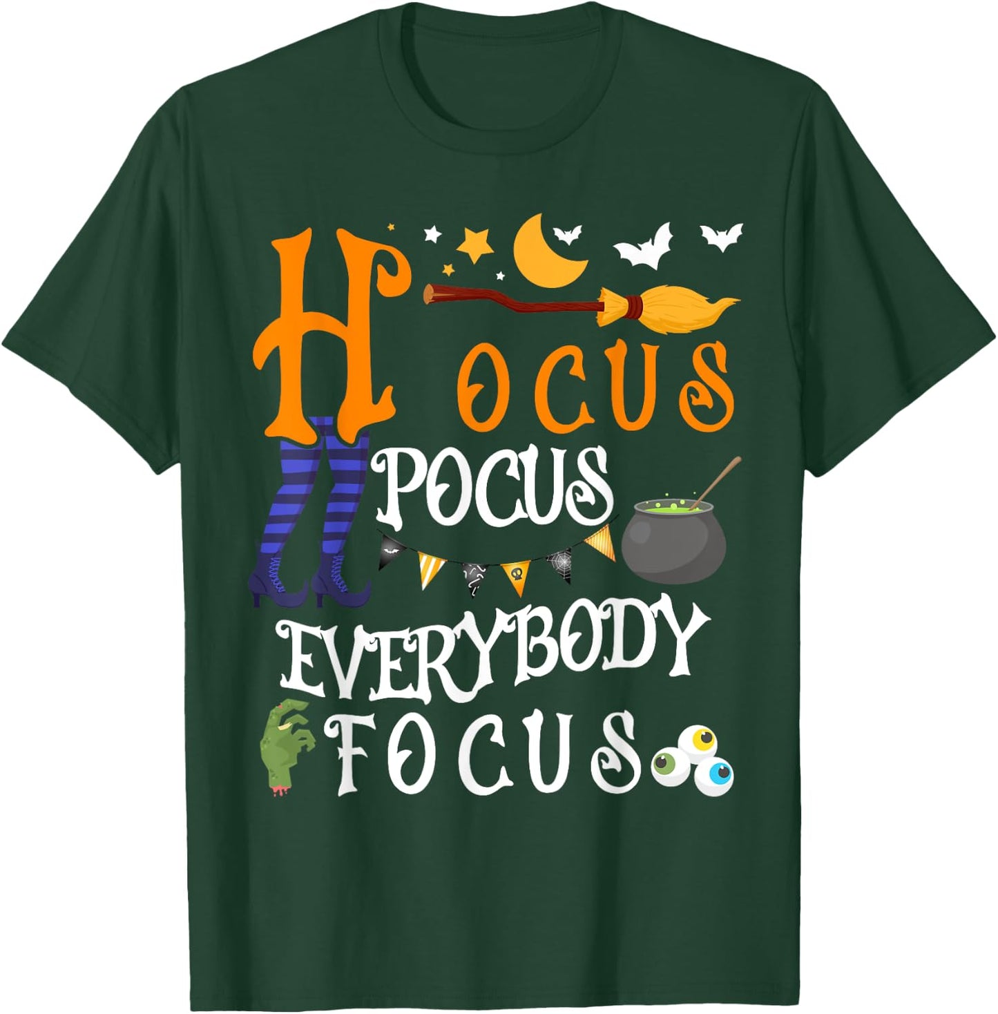Hocus Pocus Everybody Focus Pumpkin Moon Funny Focus T-Shirt - T-Shirt | Forest