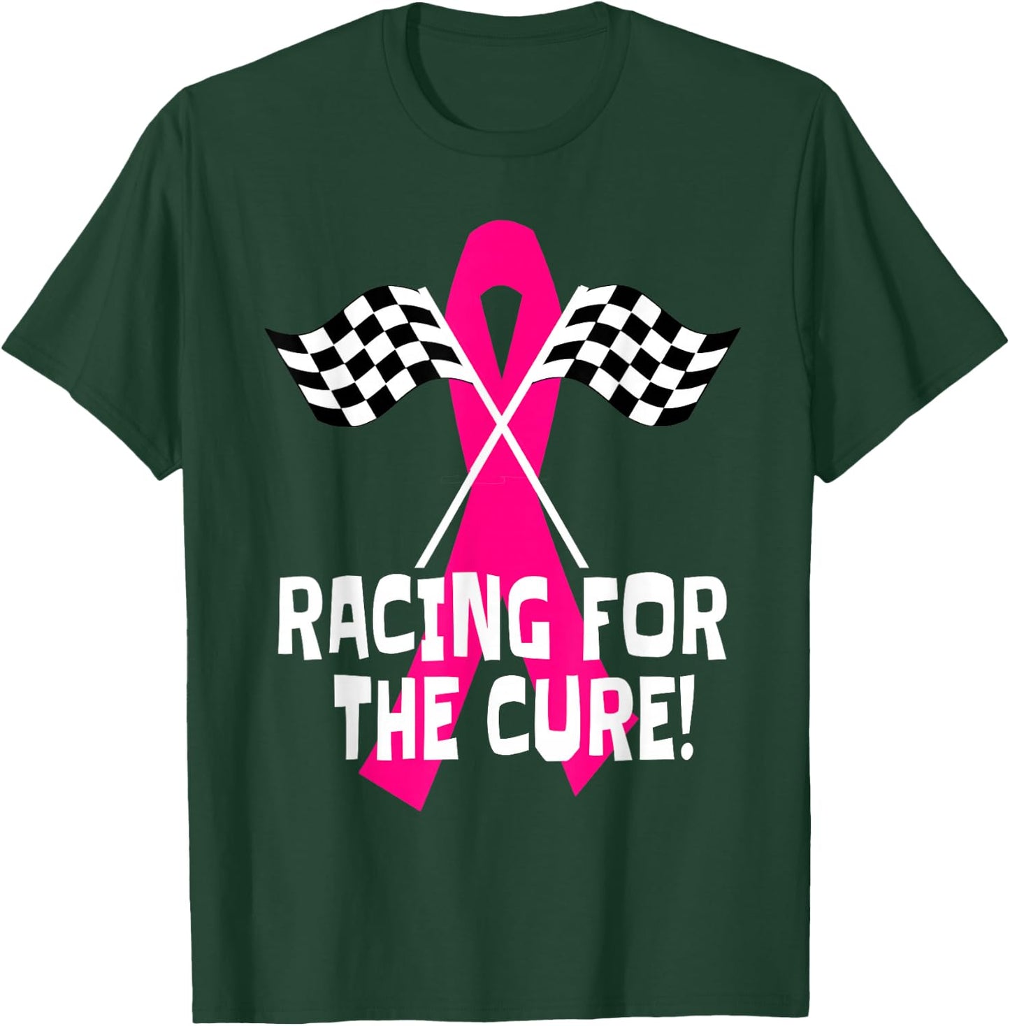 Car Races Racing For a Cure Pink Ribbon Breast Cancer T-Shirt - T-Shirt | Forest