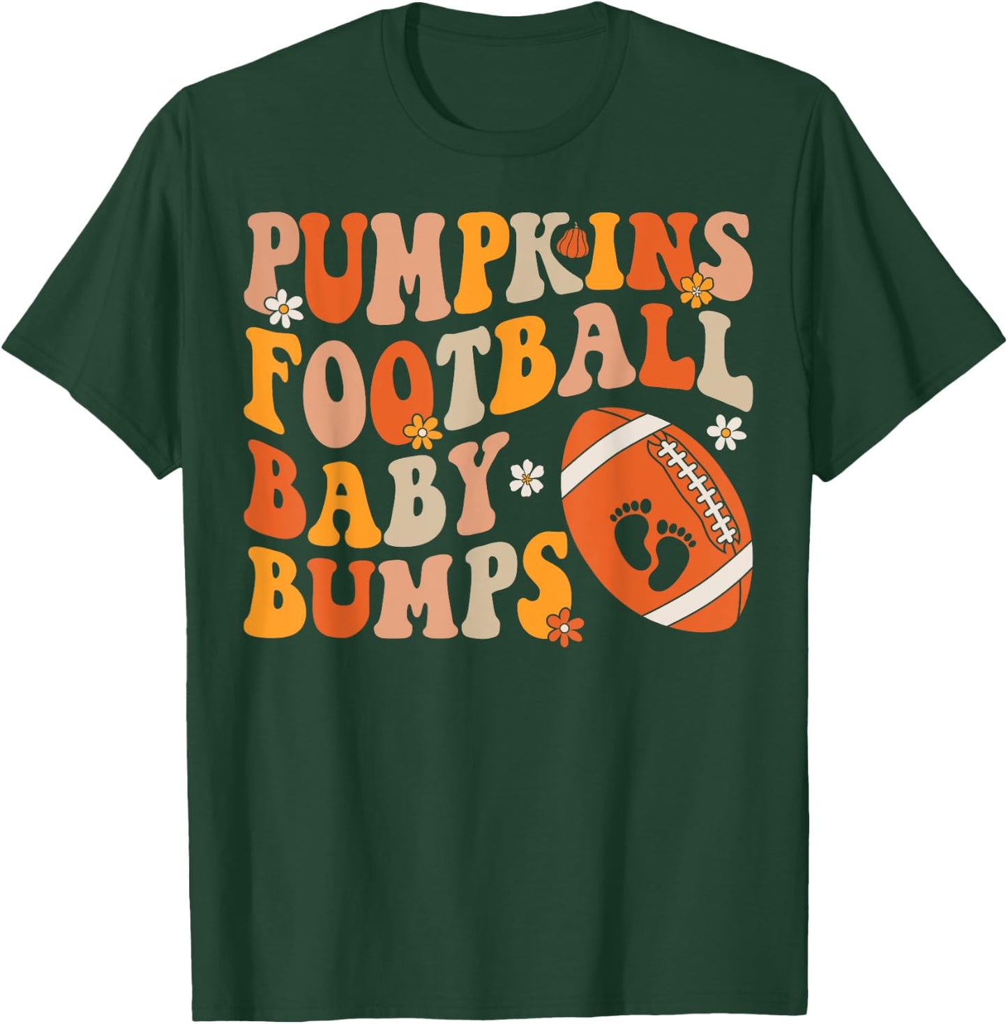 Pumpkins Football Baby Bumps Pregnancy Announcement Fall T-Shirt - T-Shirt | Forest