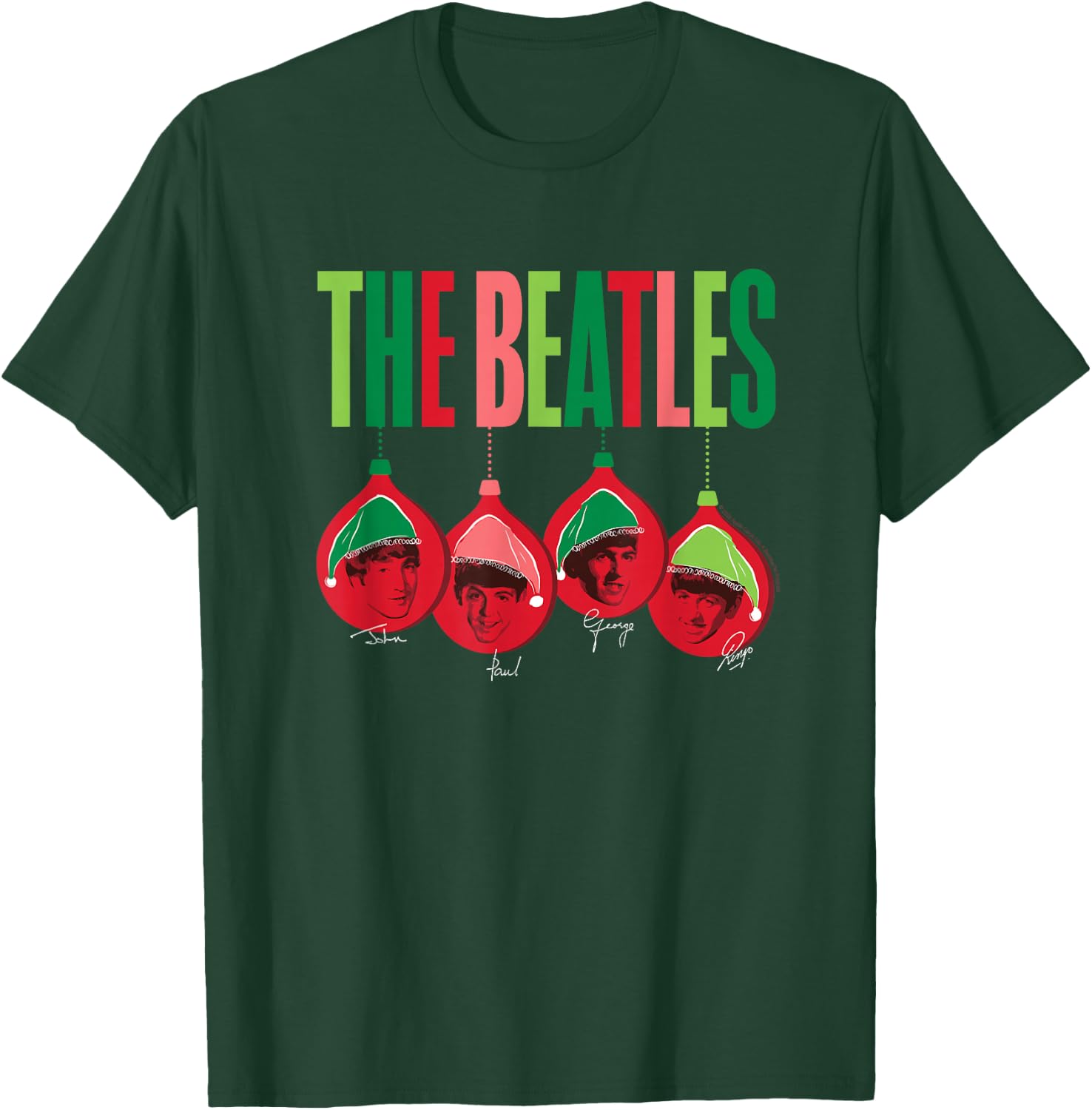 The Beatles - Christmas Santa Ornaments with Band Members T-Shirt - T-Shirt | Forest