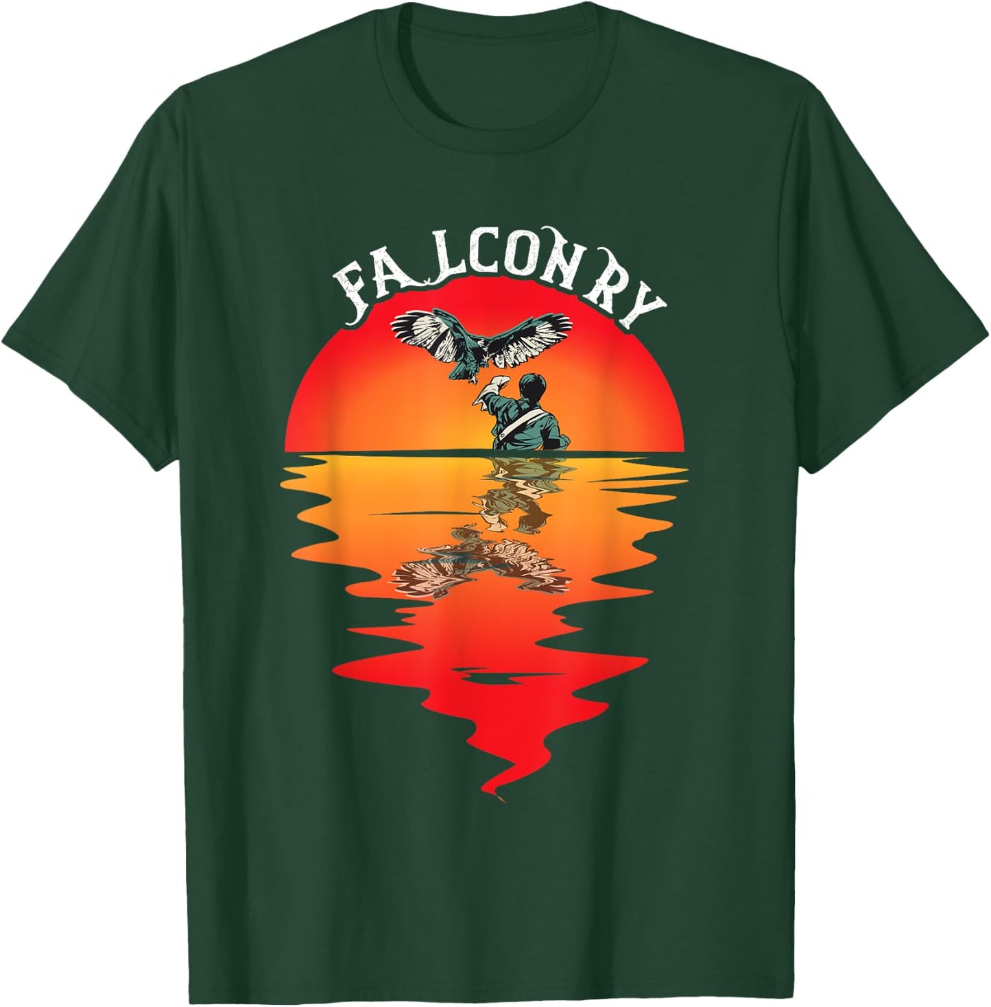 Falconry Vintage Sunset Falcon Trainer Falconer Birder T-Shirt - T-Shirt | Forest