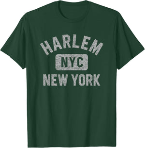 Harlem New York NYC Gym Style Distressed Gray Print T-Shirt - T-Shirt | Forest