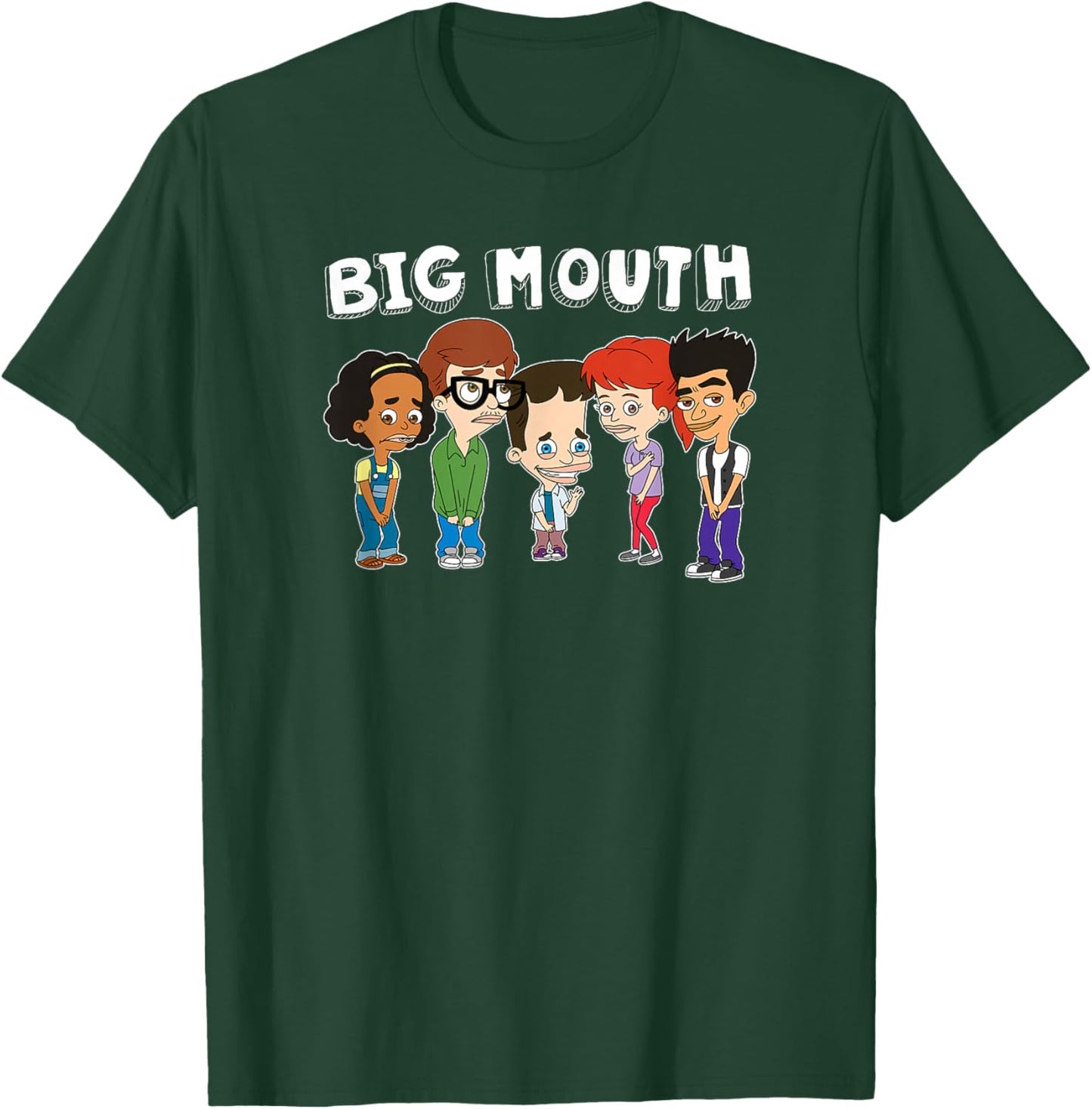 Big Mouth Main Characters Awkward Group Shot Big Logo T-Shirt - T-Shirt | Forest