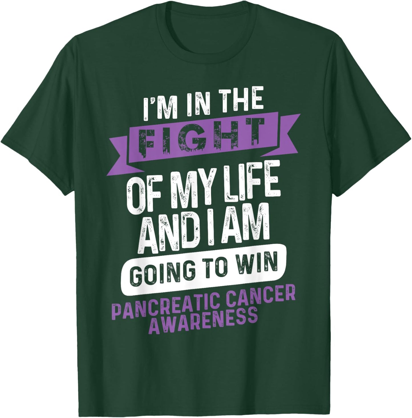 Fight to Win- Pancreatic Cancer Awareness Supporter Ribbon T-Shirt - T-Shirt | Forest