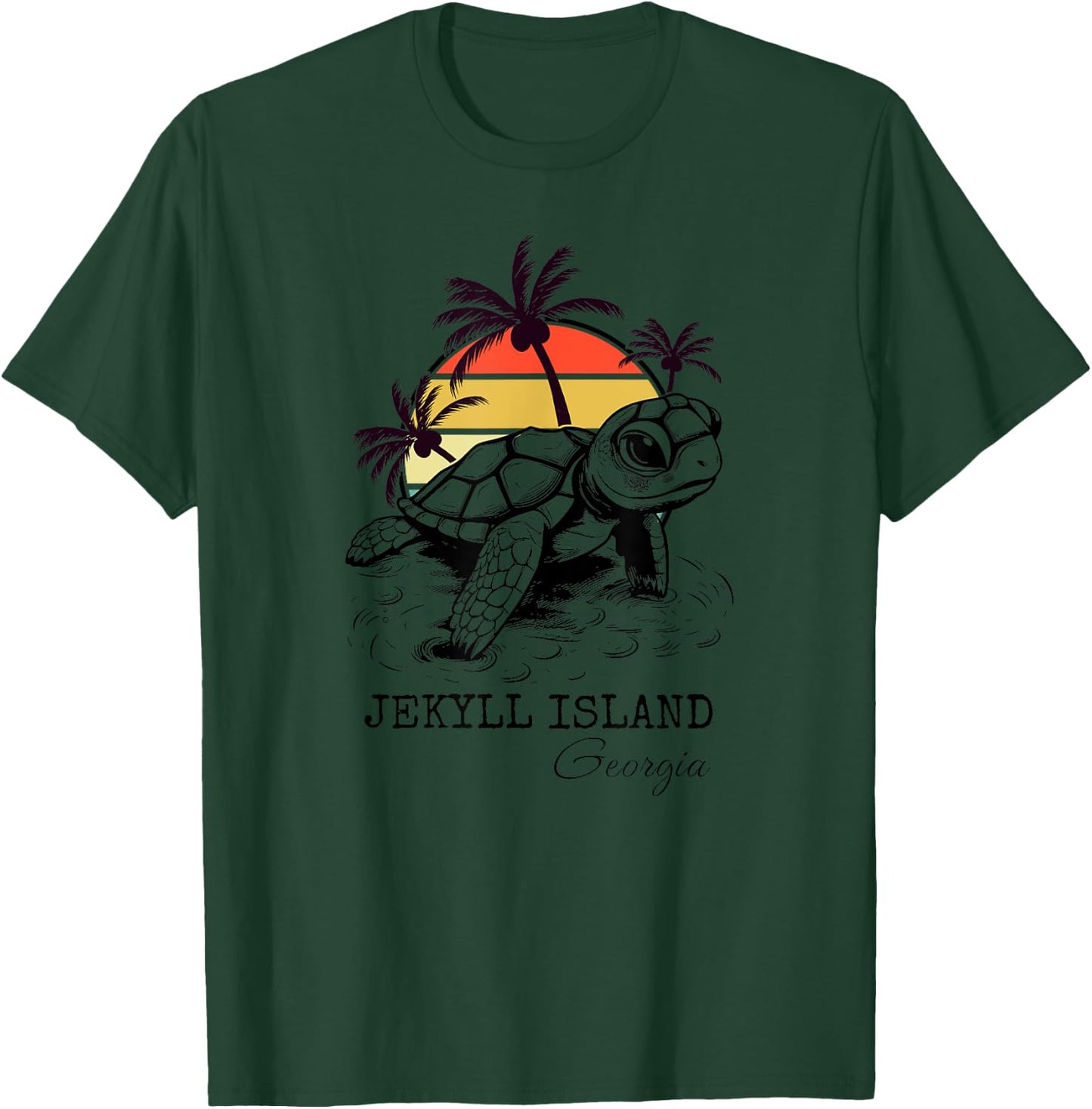 Jekyll Island Georgia Sea Turtle Preserve 70s Retro Style T-Shirt - T-Shirt | Forest