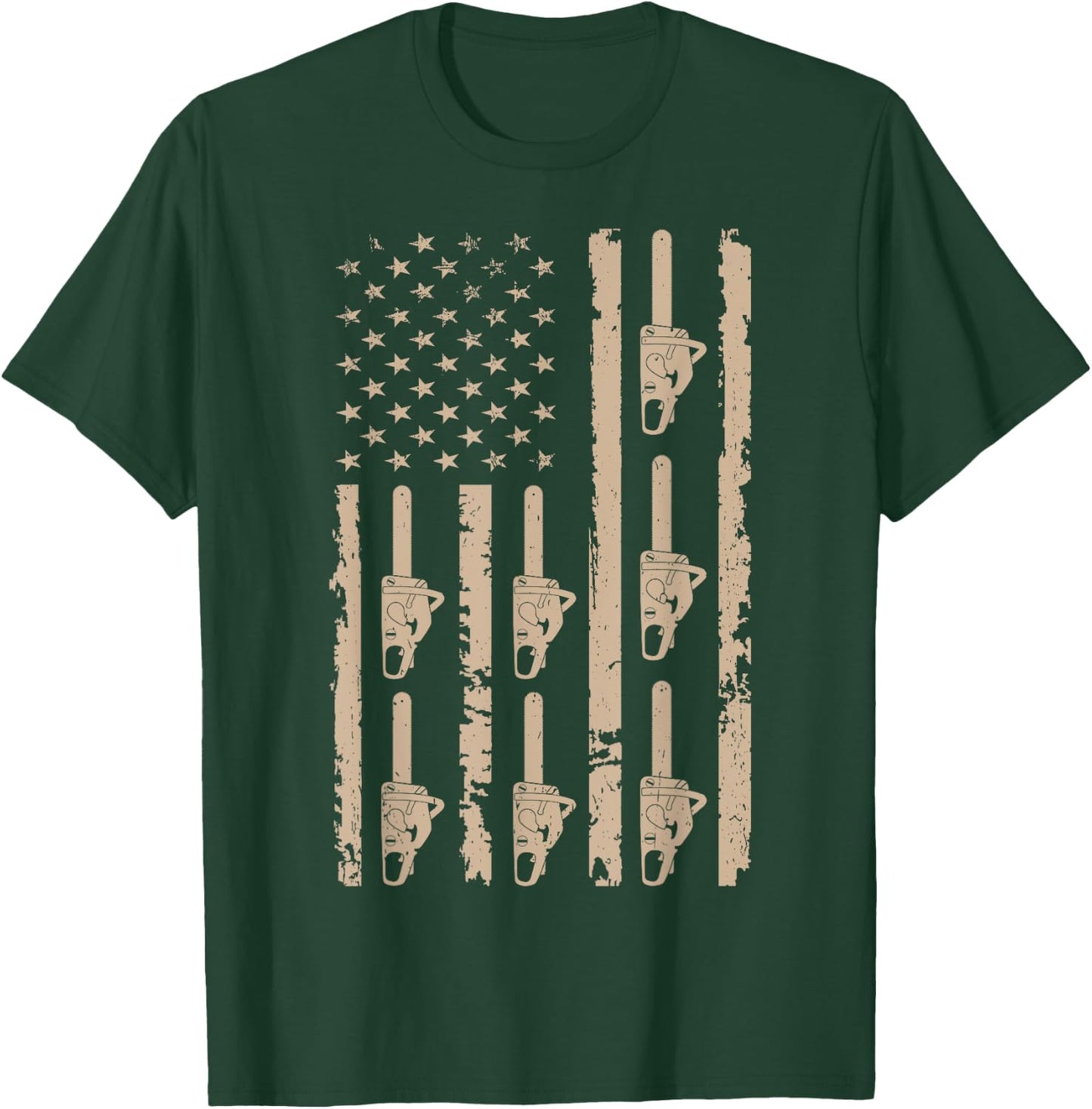 Lumberjack Chopping Woods Logger Lumber USA Flag Chainsaw Kids Men T-Shirt - T-Shirt | Forest