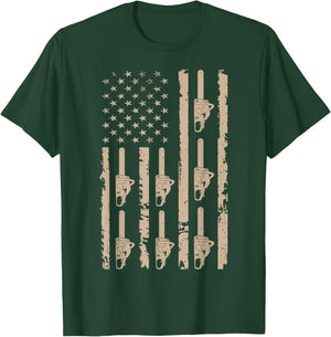 Lumberjack Chopping Woods Logger Lumber USA Flag Chainsaw Kids Men T-Shirt - T-Shirt | Forest