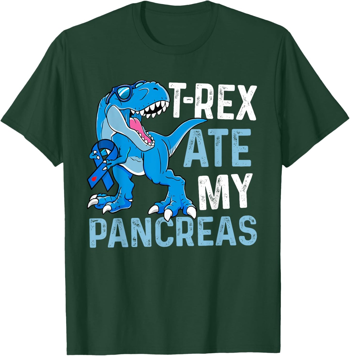 T-Rex Ate My Pancreas Funny Diabetes Awareness Boys Dinosaur T-Shirt - T-Shirt | Forest