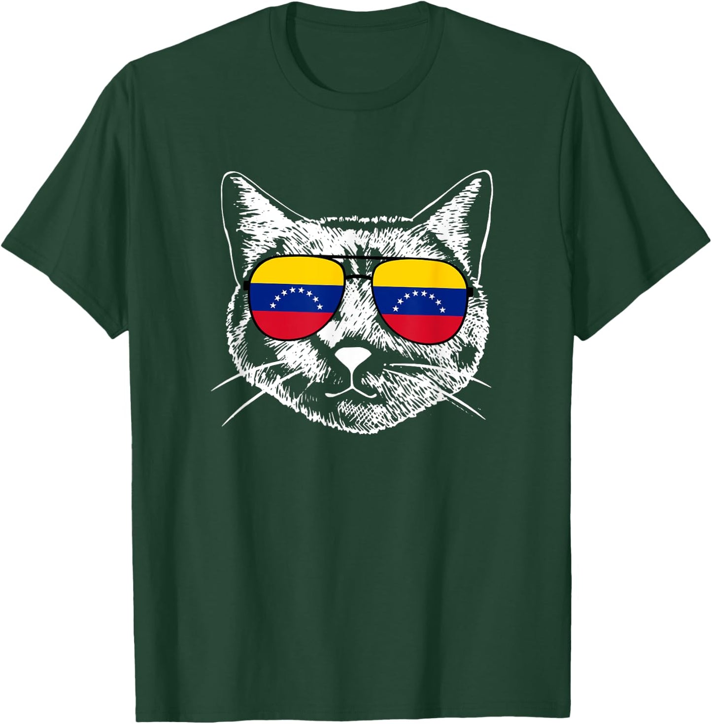 Funny Cat Lover Proud Venezuelan Venezuela Flag Pride Cat Women Kids T-Shirt - T-Shirt | Forest