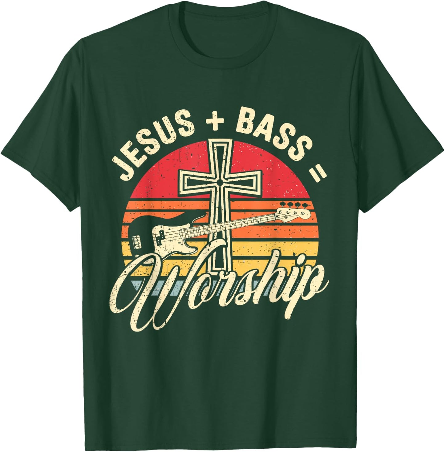Jesus + Bass = Worship Bass Lover Music Lover Worship T-Shirt - T-Shirt | Forest