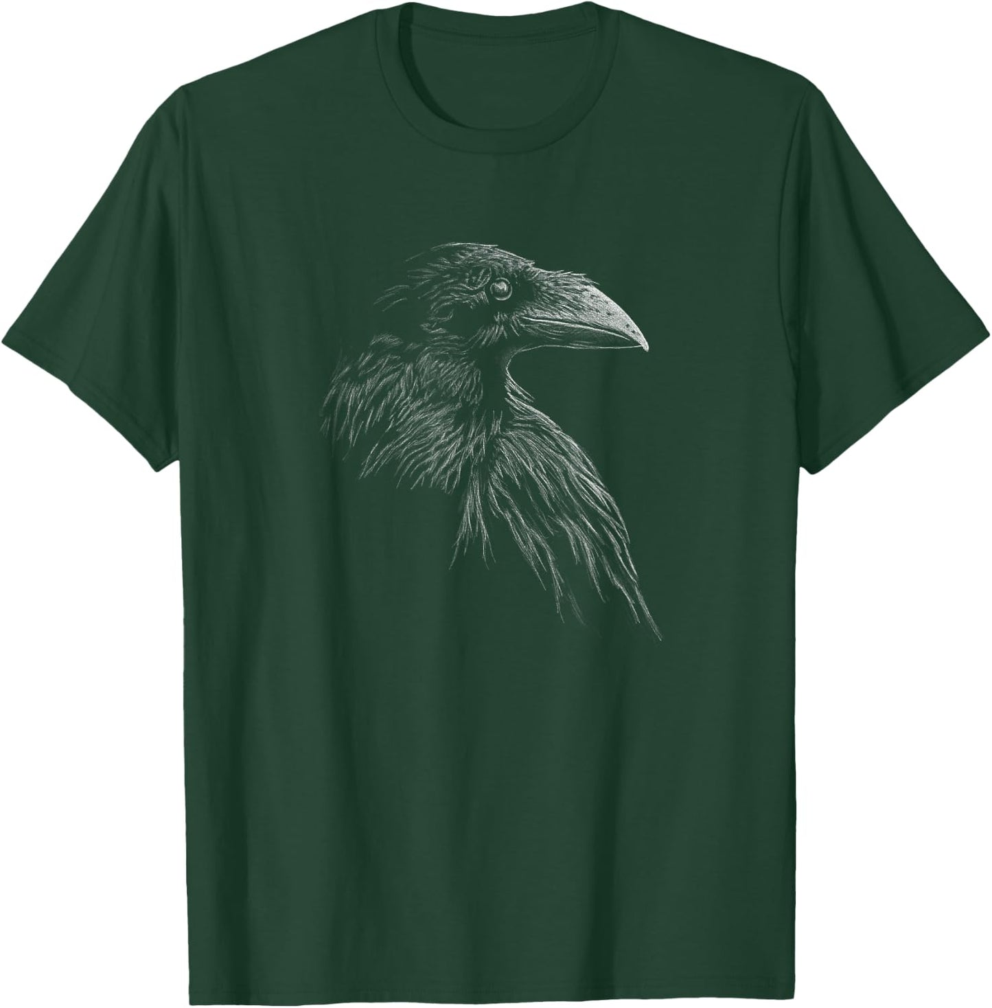 Mystical Black Raven Illustration Goth Viking Crow Artwork T-Shirt - T-Shirt | Forest