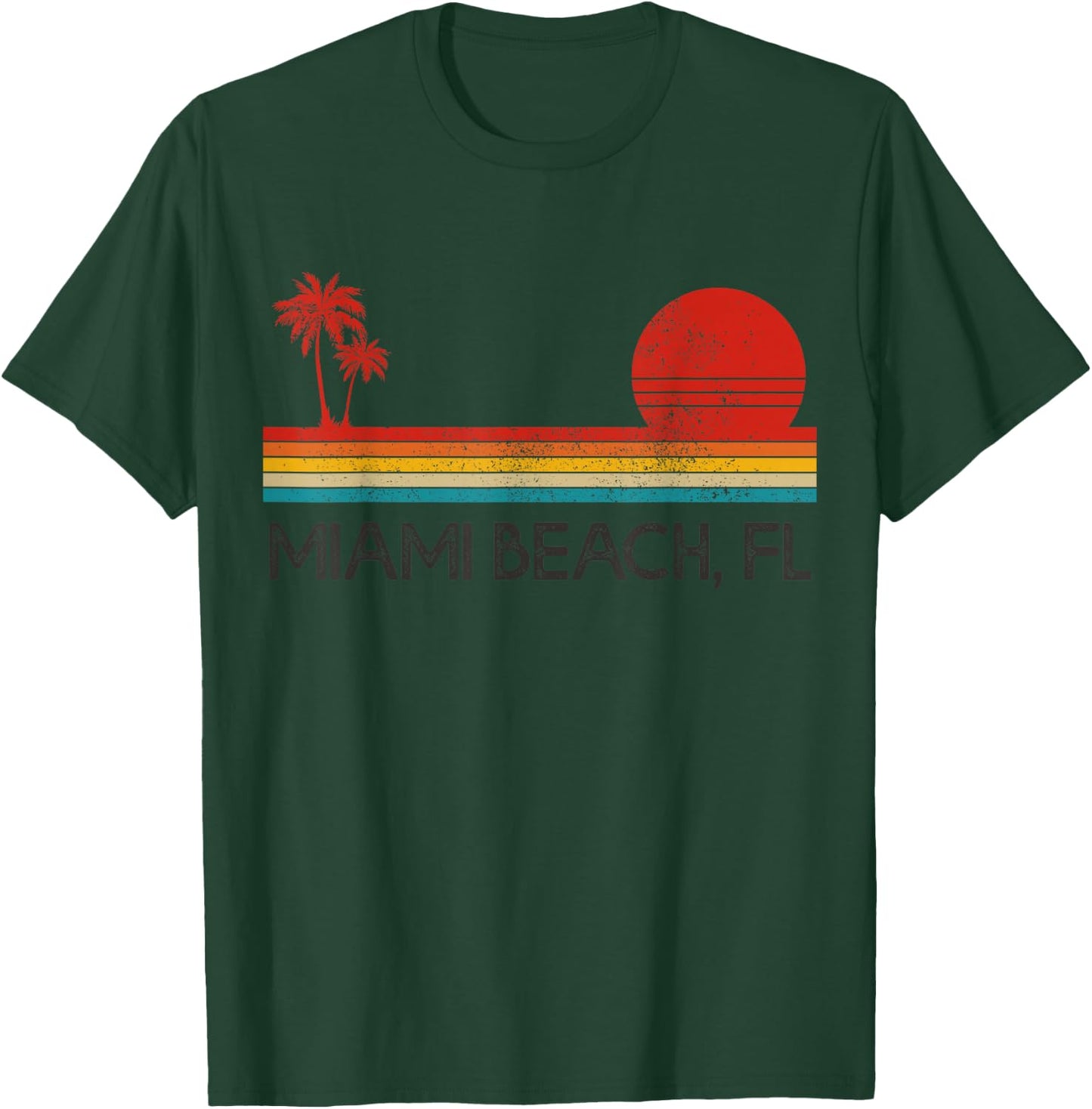 Miami Beach Florida FL Surfer Retro Sunset Vintage T-Shirt - T-Shirt | Forest