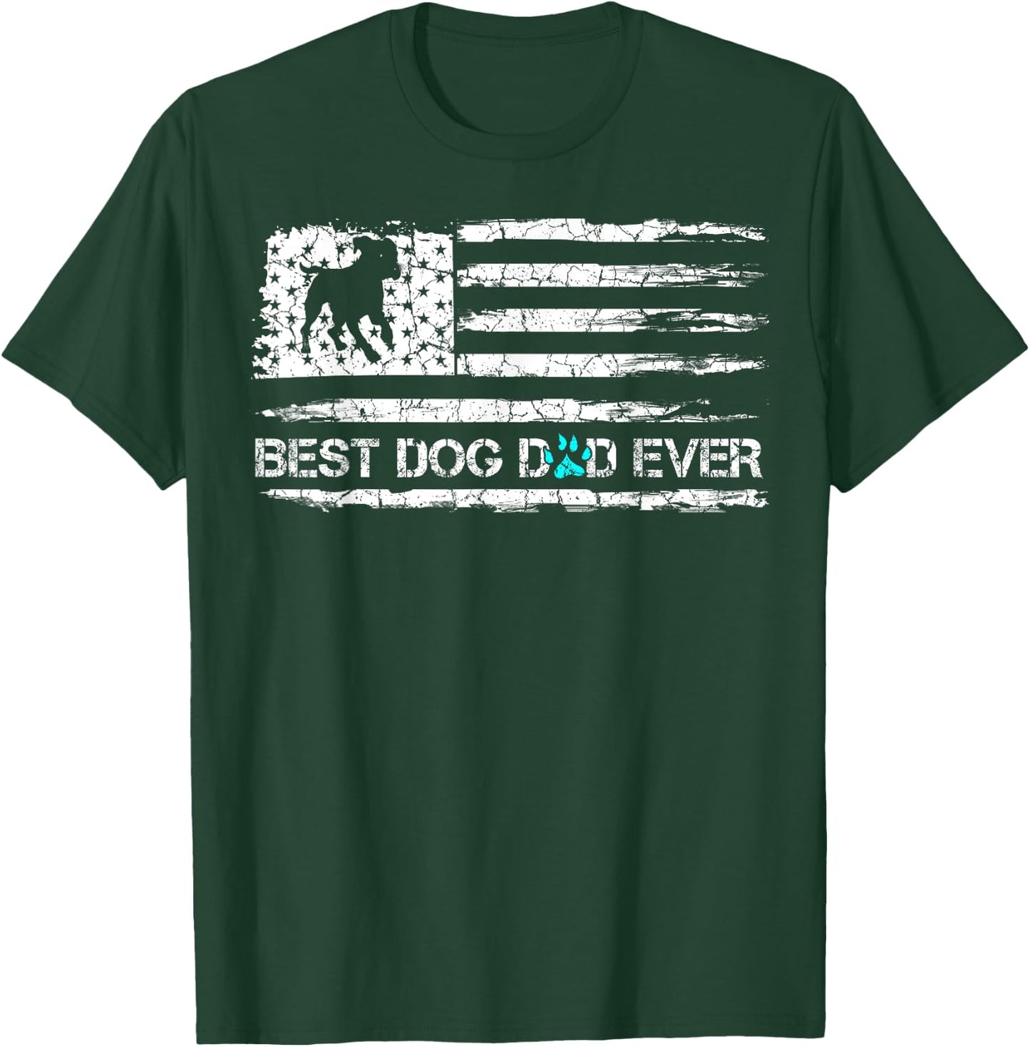Vintage Best Dog Dad Ever USA Flag, Puppy Daddy T-Shirt - T-Shirt | Forest