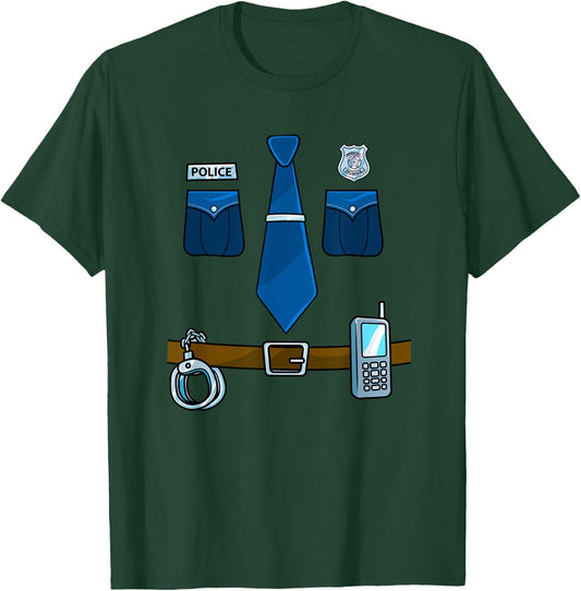 Police Costume For Kids Adults Halloween Police Officer T-Shirt - T-Shirt | Forest