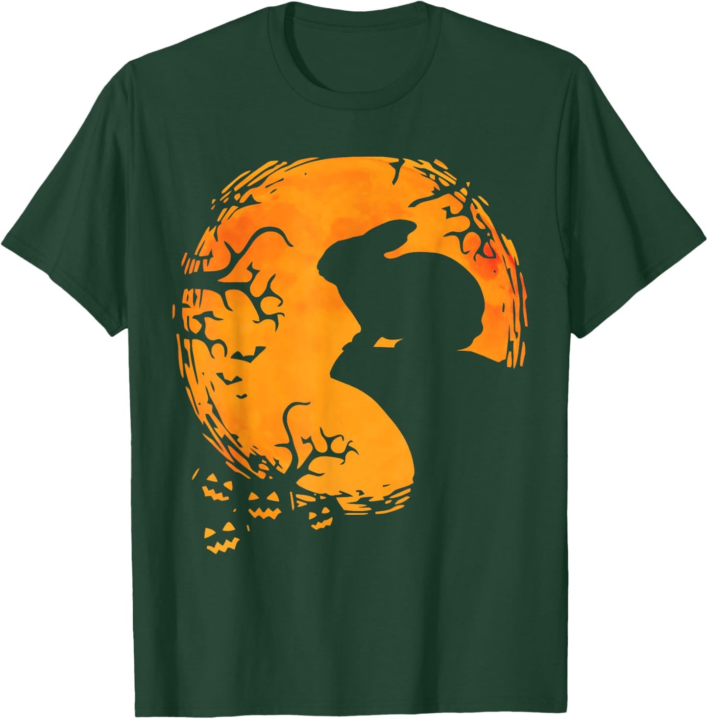 Funny Rabbit Halloween Moon Silhouette Spooky Bunny Lover T-Shirt - T-Shirt | Forest