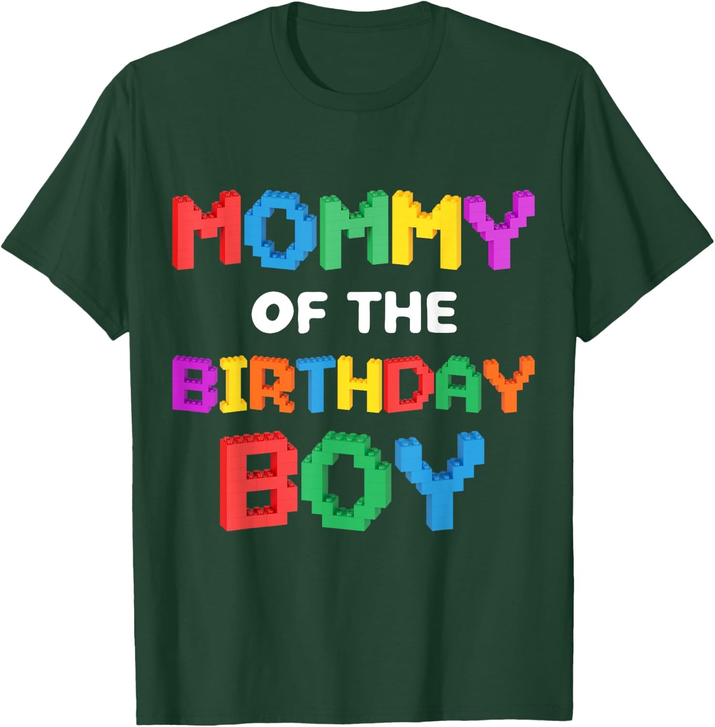 Mommy of the Birthday Boy Master Builder Bricks Blocks T-Shirt - T-Shirt | Forest