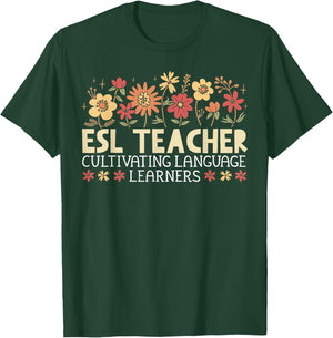 ESL Teacher English Second Language Virtual Online Class T-Shirt - T-Shirt | Forest