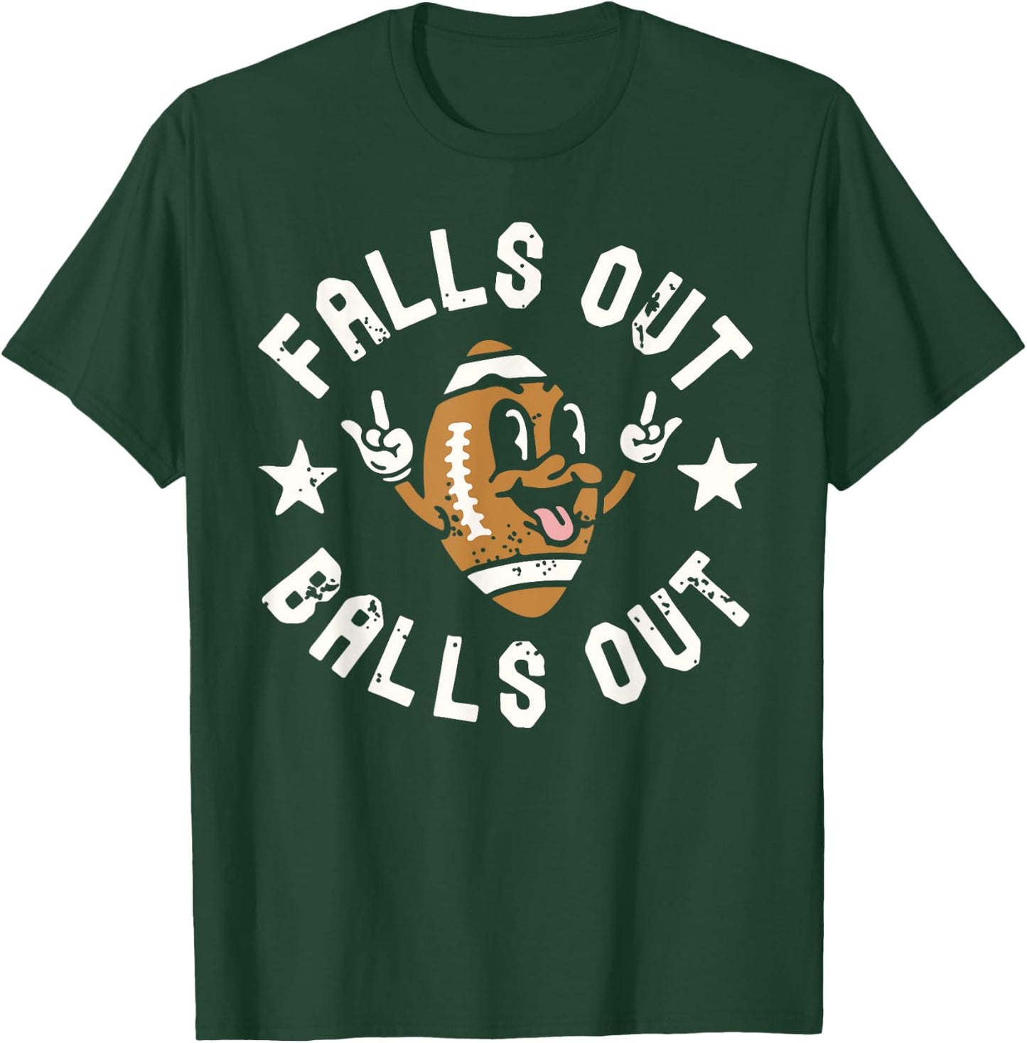 Retro Falls Out Balls Out Football Vintage Thanksgiving Gift T-Shirt - T-Shirt | Forest