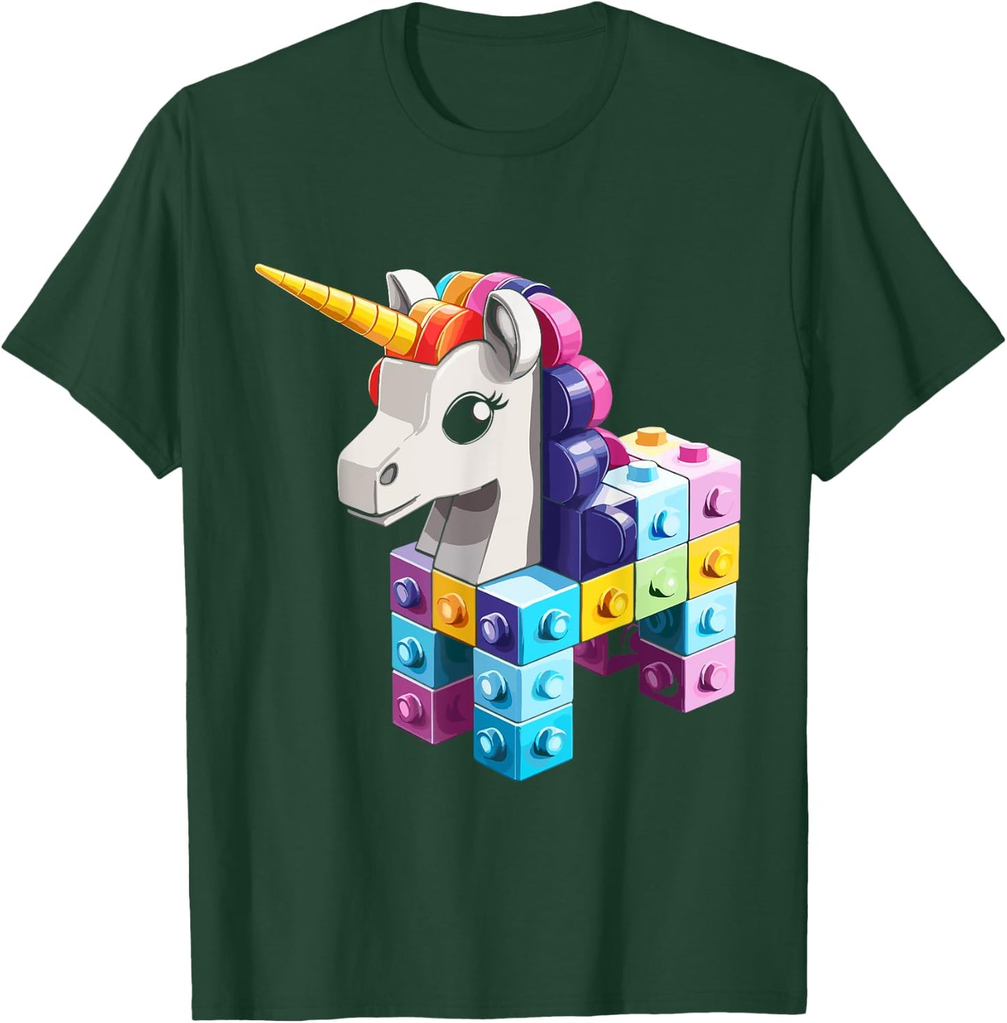 Master Builder Bricks Blocks Play Toys Unicorn T-Shirt - T-Shirt | Forest