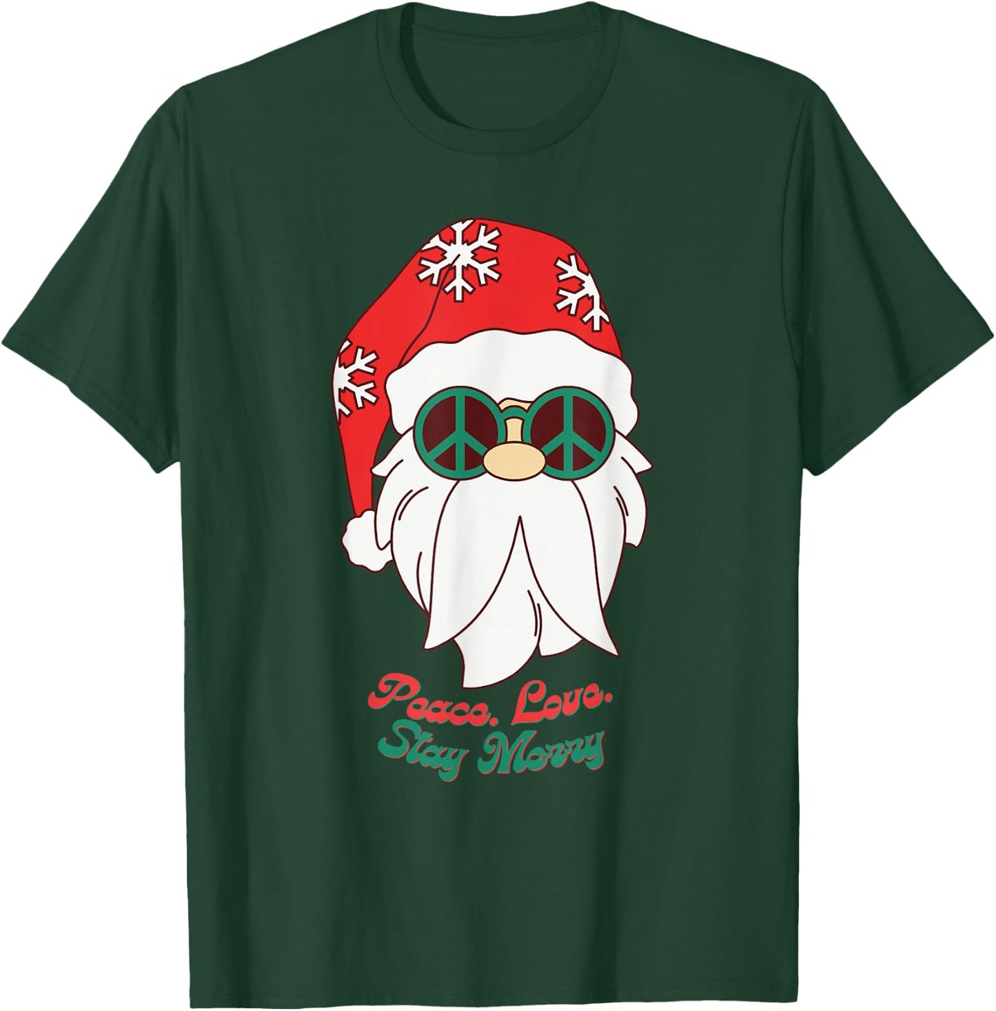 Hippie Santa Groovy Peace Sign Funny Christmas T-Shirt - T-Shirt | Forest