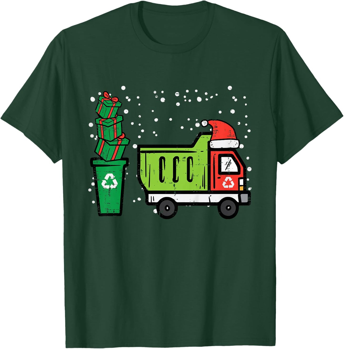 Kids Christmas Dump Recycling Truck Xmas Boys Kids Toddler Youth T-Shirt - T-Shirt | Forest
