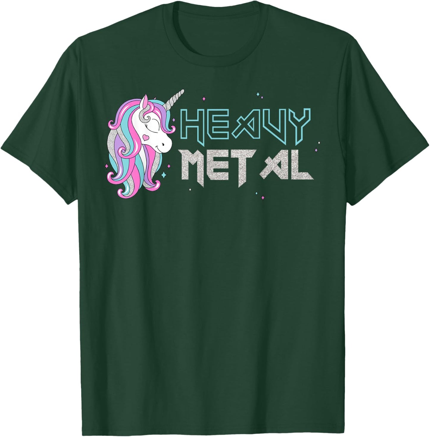 Funny Unicorn Shirt, Ironic Cool Unicorn Heavy Metal Music T-Shirt - T-Shirt | Forest