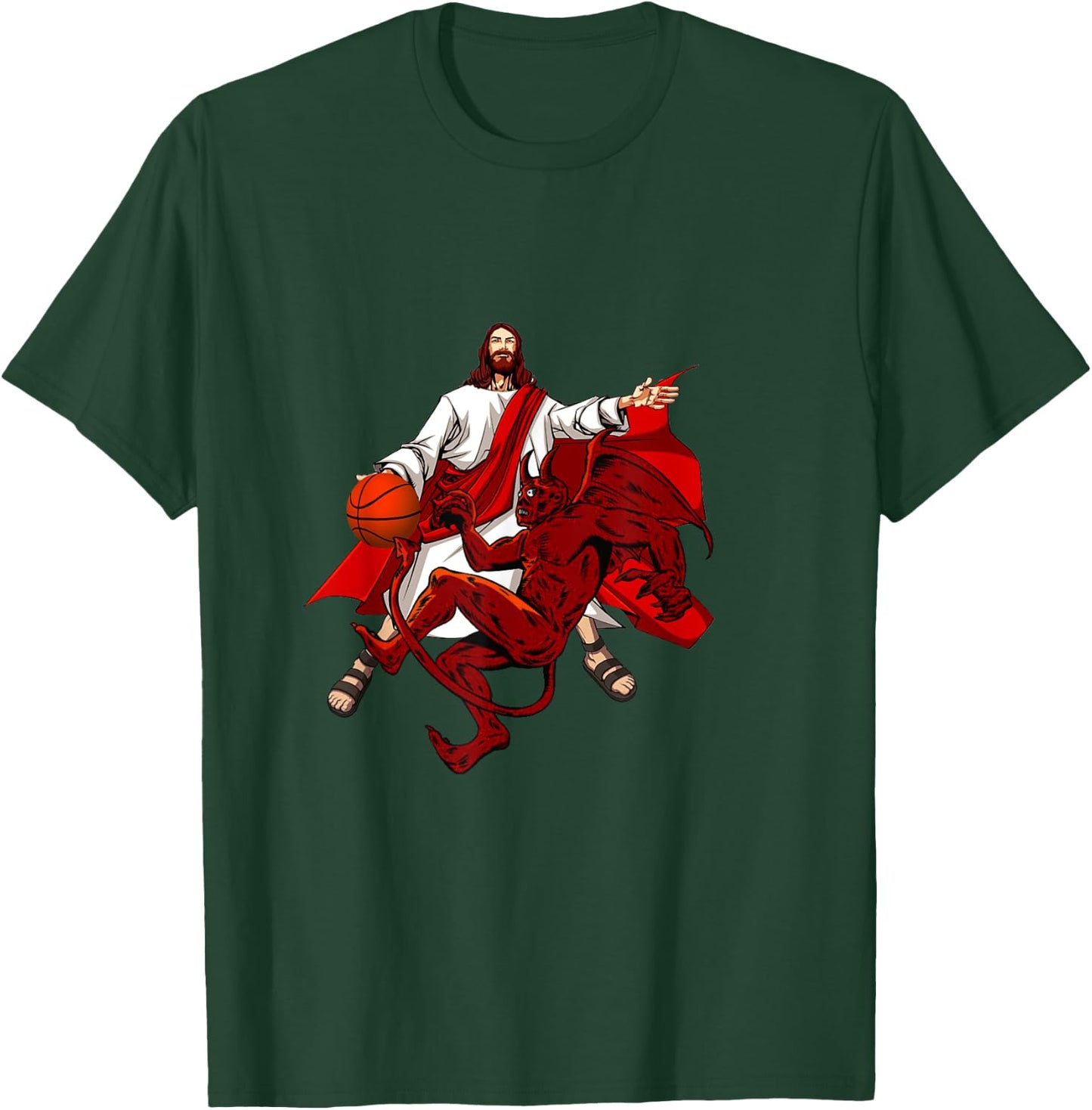 Jesus Crossing Up The Devil Funny Christian Art T-Shirt - T-Shirt | Forest