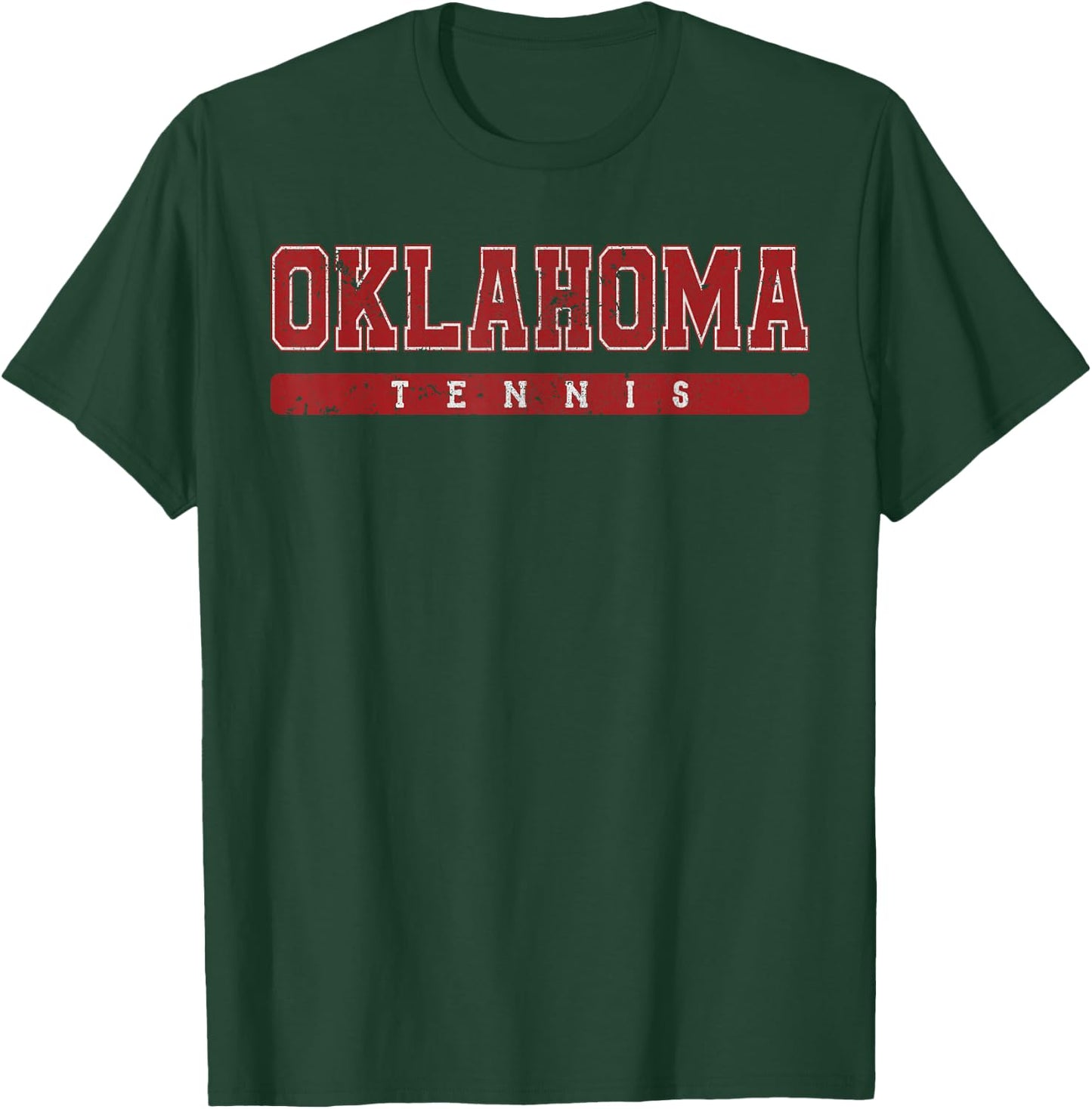 Oklahoma Tennis Red Vintage Text T-Shirt - T-Shirt | Forest