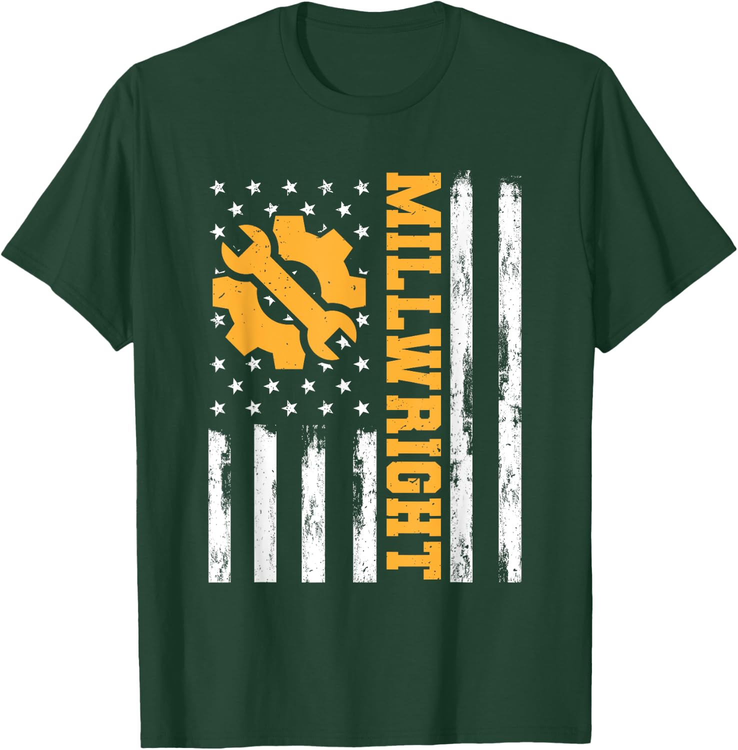 Milwright American Flag Funny USA Patriotic Mill Machinery Women Men T-Shirt - T-Shirt | Forest