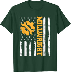 Milwright American Flag Funny USA Patriotic Mill Machinery Women Men T-Shirt - T-Shirt | Forest