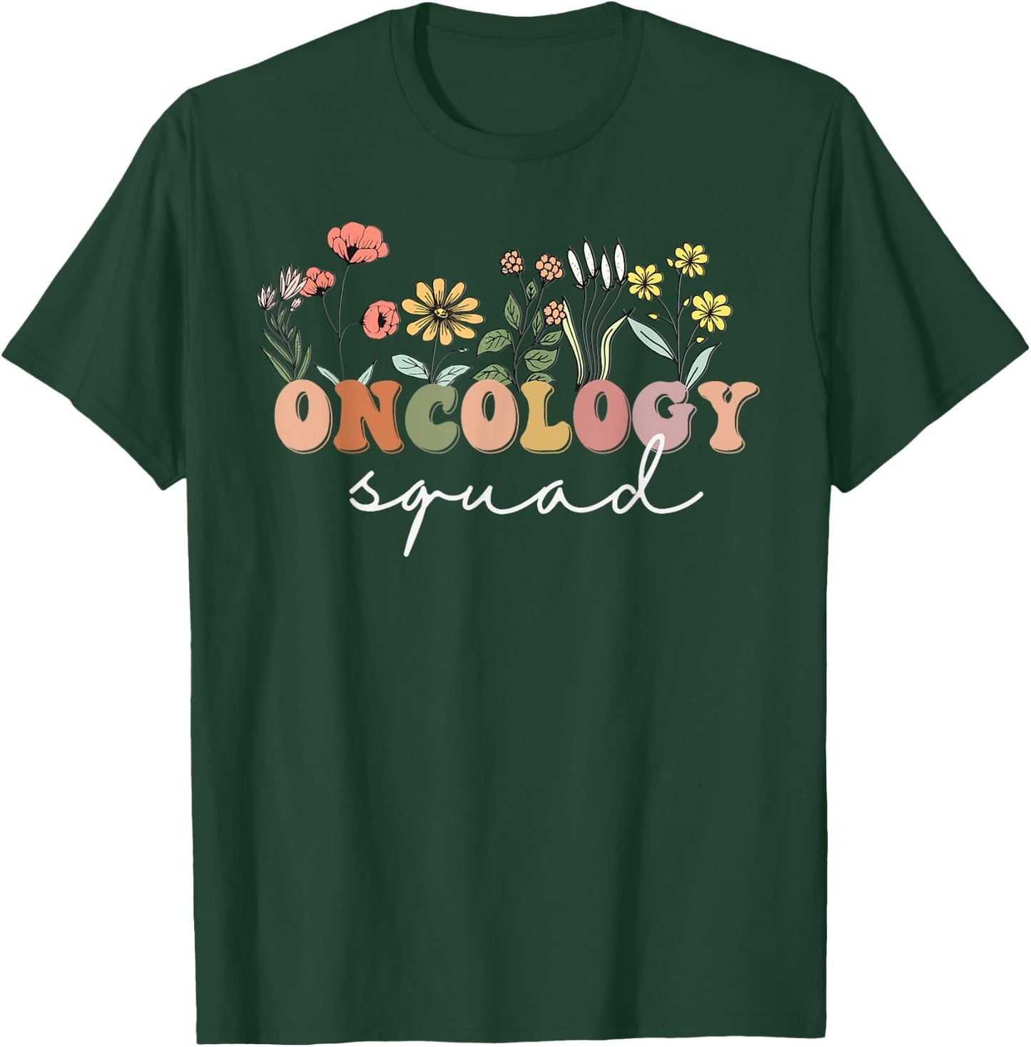 Wildflower Oncology Nurse Squad Retro Pediatric Oncology T-Shirt - T-Shirt | Forest