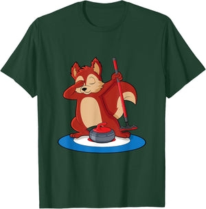 Squirrel playing curling ice sport curler T-Shirt - T-Shirt | Forest