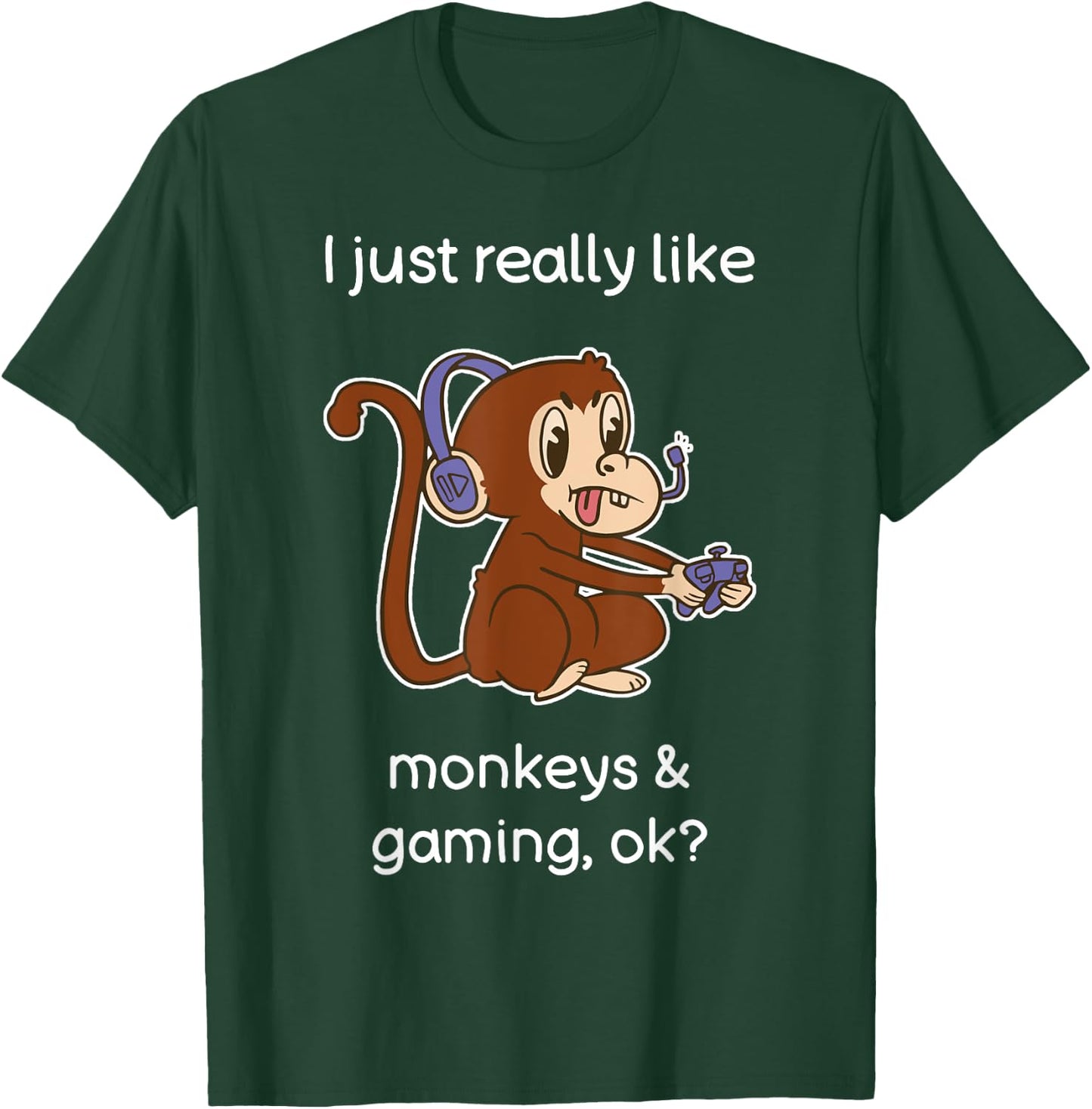 Funny Monkey Lover Gamer Shirt I Love Video Gaming Monkey T-Shirt - T-Shirt | Forest