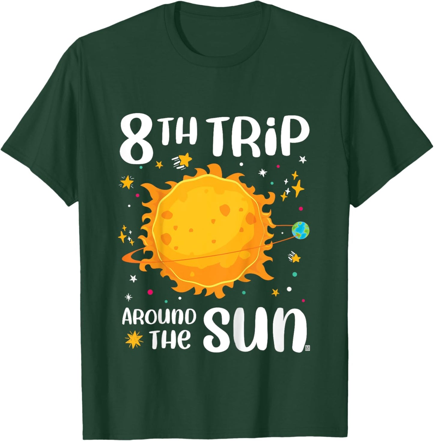 8th Birthday 8th Trip Around The Sun Space Themed T-Shirt - T-Shirt | Forest